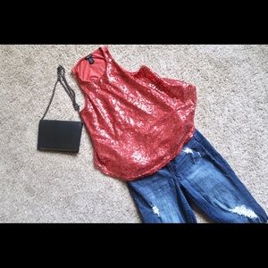 Pink sequence tank top